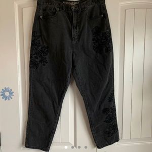 America Eagle black jeans with flower designs!